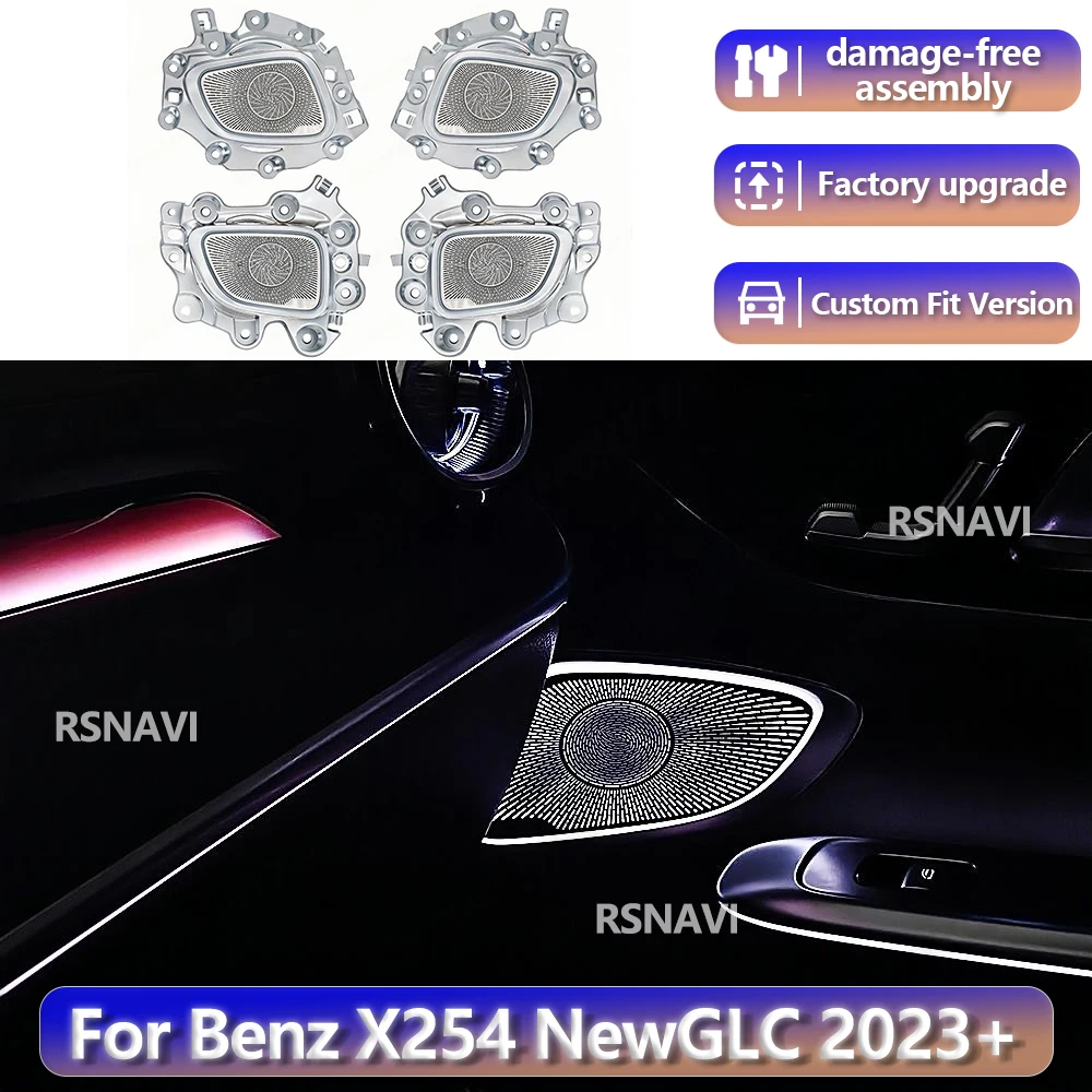 

RGB-подсветка для динамиков Mercedes-Benz C-класса GLC W206 X254 2022+ (64 цвета), металлические накладки на динамики, точная установка, автозапчасти для тюнинга.