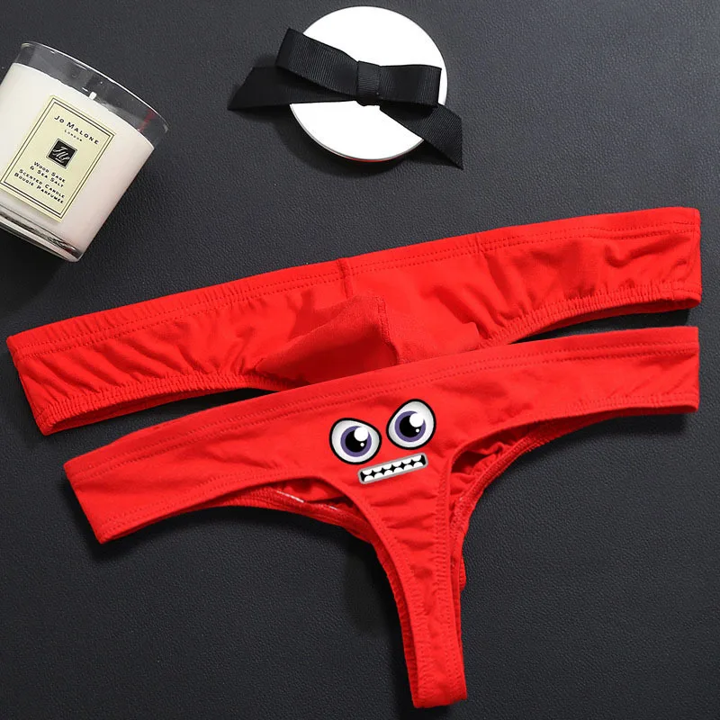 Custom Printing  Men Sexy Low Waist G String Thongs Underwear Sex Gay Man Thongs Underpants Cotton Inner Underwear