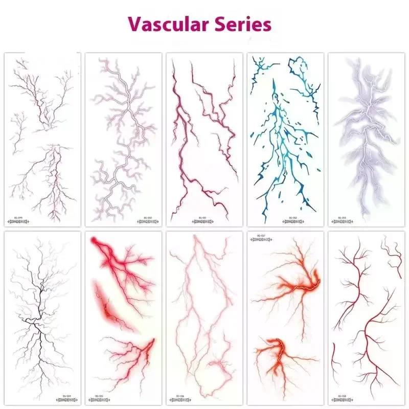 ورقتان من وشم الوجه للهالوين والأوعية الدموية، تصميم وجه مخيف، تزيين مكياج العيون، ملصقات وشم مزيفة مؤقتة