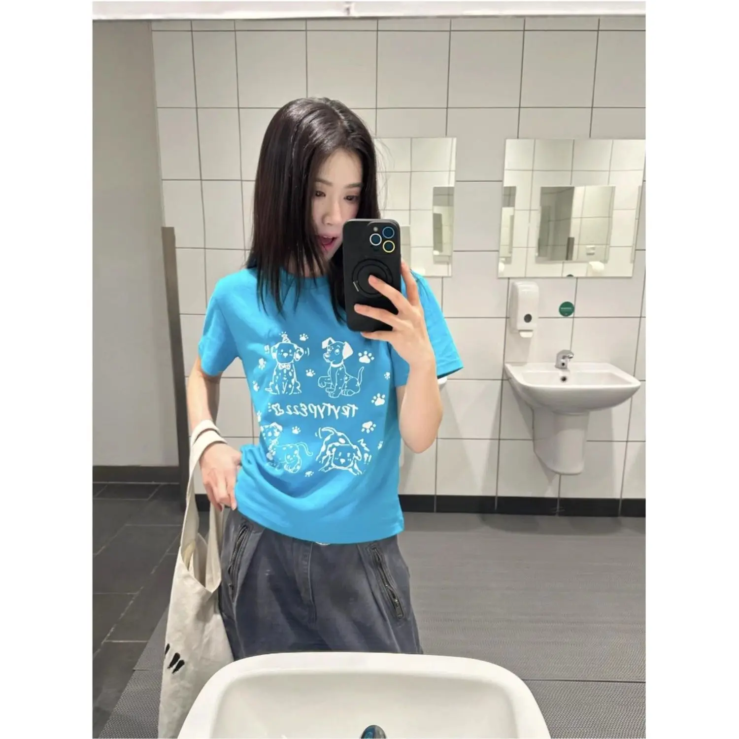 

Onalippa Design Sense Niche Fun Short Sleeved Printed Women T-shirt Summer Loose New Style 2025 Korean Version Trendy Brand Top
