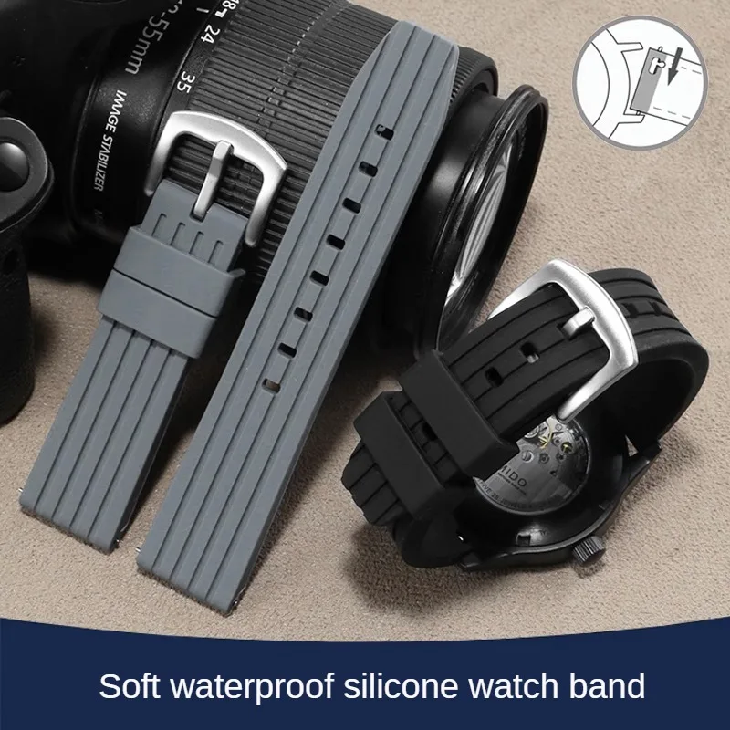 Universal Waterproof Silicone Watch Strap Of Various Brands With 20/22/24mm Straight Interface Rubber Needle Clasp Watchband