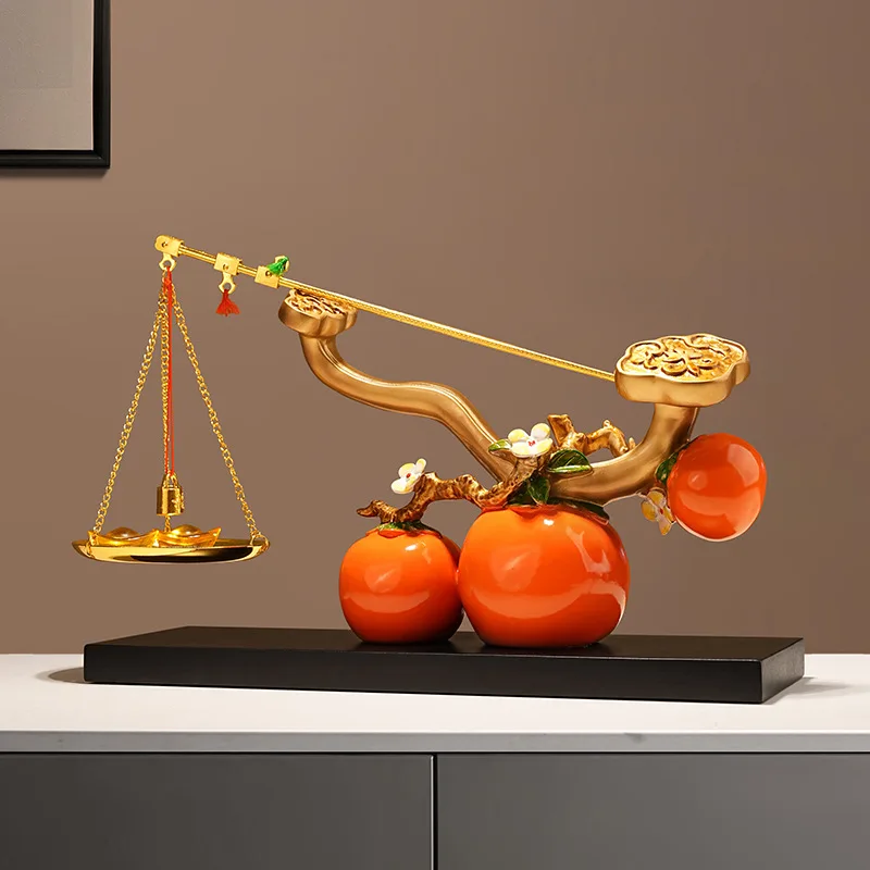 

HYS new Chinese persimmon Ruyi ornament high-end light luxury living room entrance gift decoration housewarming annual gift
