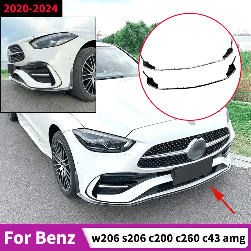 

Front Bumper Lip for Mercedes Benz C Class W206 S206 C200 C260 C300 C43 AMG 2022-2024 Lower Spoiler Diffuser wind Knife Car Kits