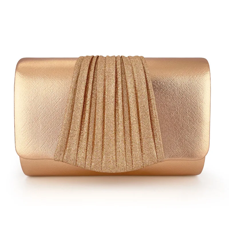 Pochette da sera piccola dorata per donna, borsa da ballo alla moda, borsa a tracolla con tracolla a catena in metallo Femme Cena Bolsa