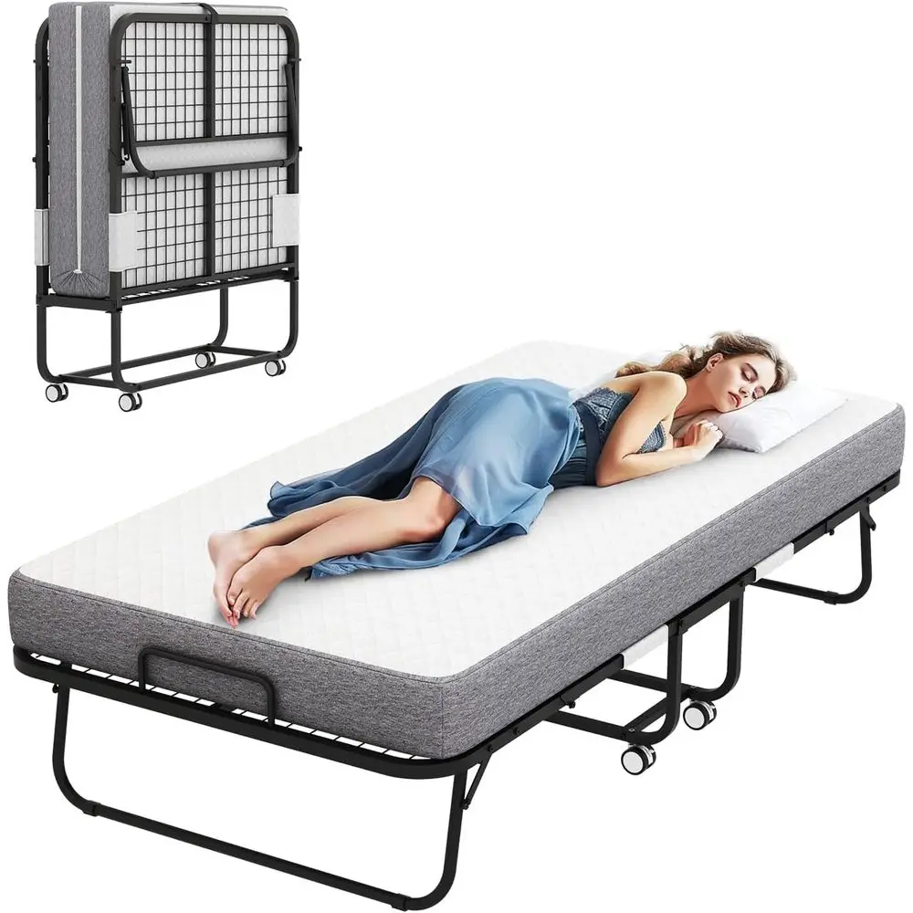 

Upgraded Sturdy Adult Portable Bed with Mattress, 75x46 Inches - Space Saving