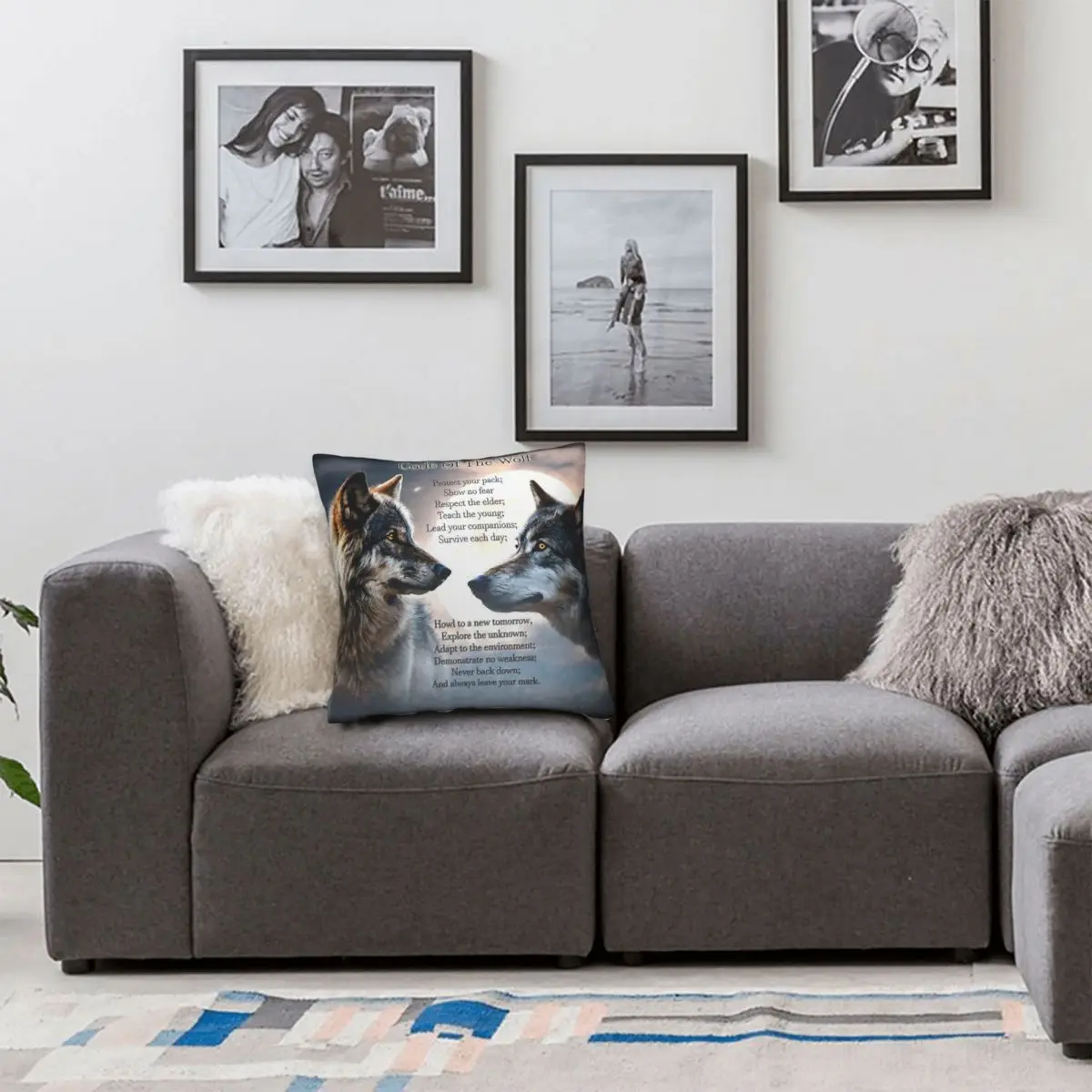 كود الذئب المخدة البوليستر الكتان المخملية الإبداعية البريدي الزخرفية غطاء وسادة مقعد الأريكة #6