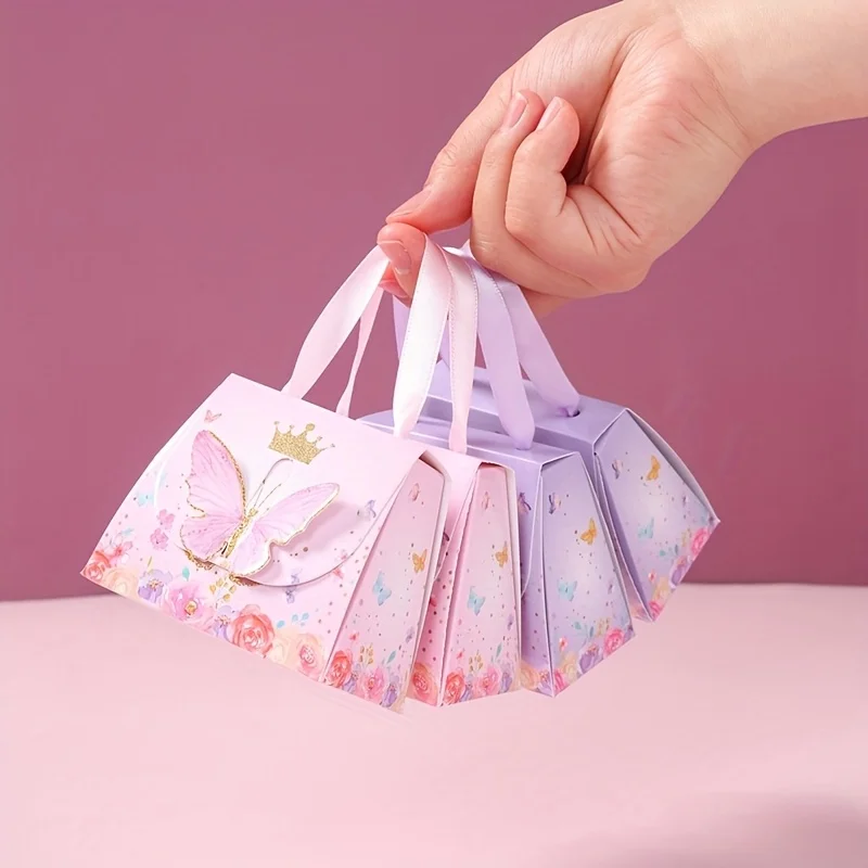 Schmetterlings-Kronen-Papiertüten & Geschenktaschen, geeignet für Babypartys, Hochzeiten, Geburtstagsfeiern, Dekorationen, Geschenkverpackungen. – Detail 5