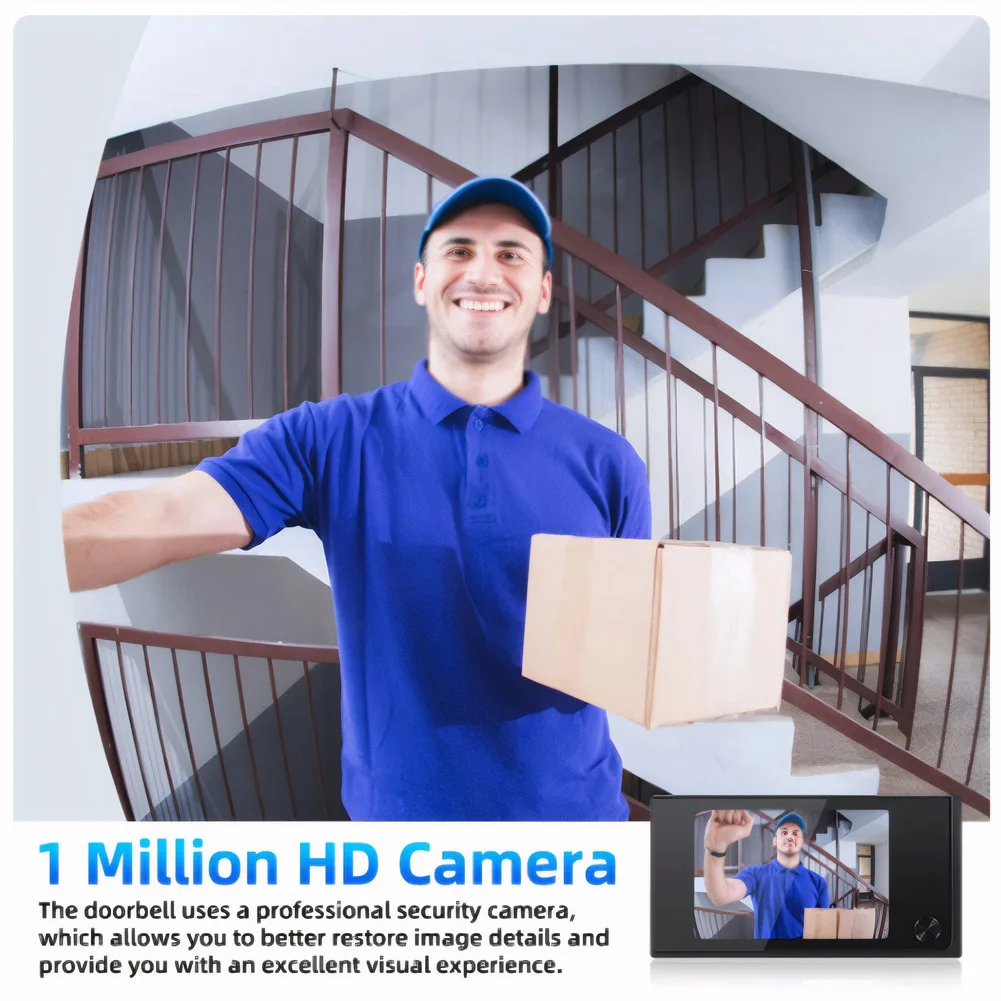 홈 보안 시스템용 구멍 초인종 카메라, 120 도 각도 디지털 문짝 뷰어, 무선 비디오 초인종 모니터, 3.5 인치