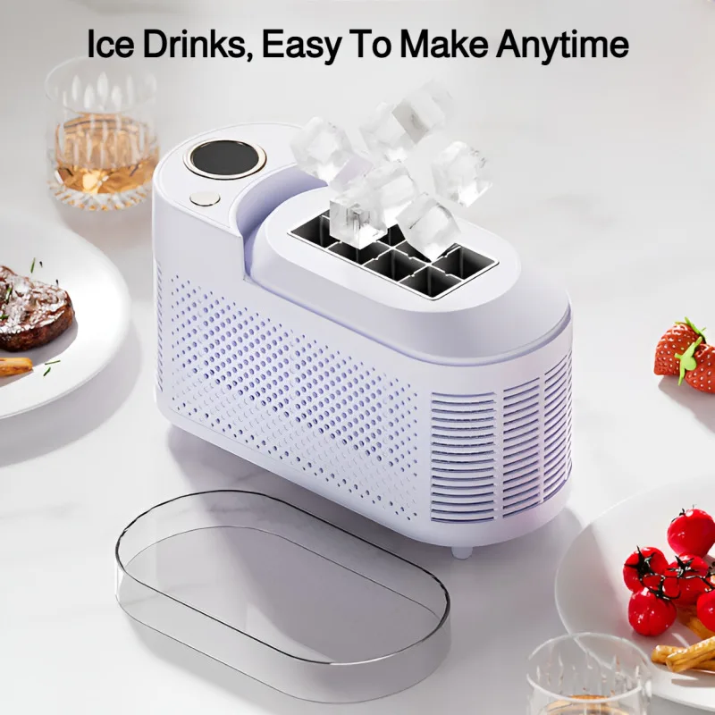صانع ثلج صغير لسطح المكتب، صغير مريح للمنزل، مكتب، تخييم، سيارة مكعب، صندوق ثلج أوتوماتيكي