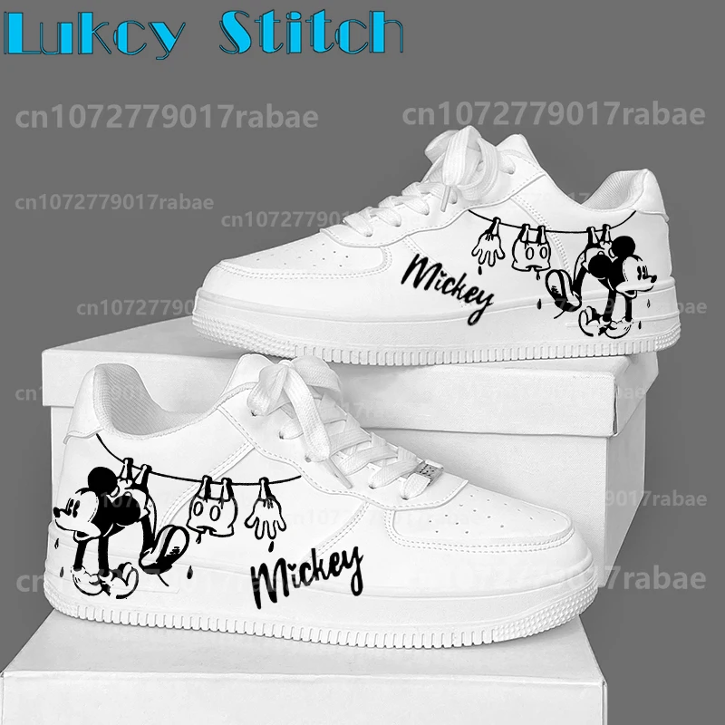 ميكي ميني ماوس 2025 الأكثر مبيعاً أحذية النساء والرجال الكبار موضة الاتجاه الأبيض أربعة مواسم حذاء كاجوال بفتحات تهوية #1
