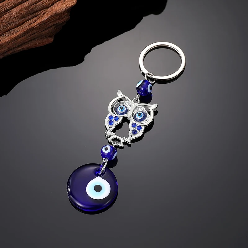 Retro Turkey Eye Elephant Owl Animal Pendant Keychain Keyring Women Men Blue Evil Eye Whale Butterfly Bag Car Phone Key Jewelry