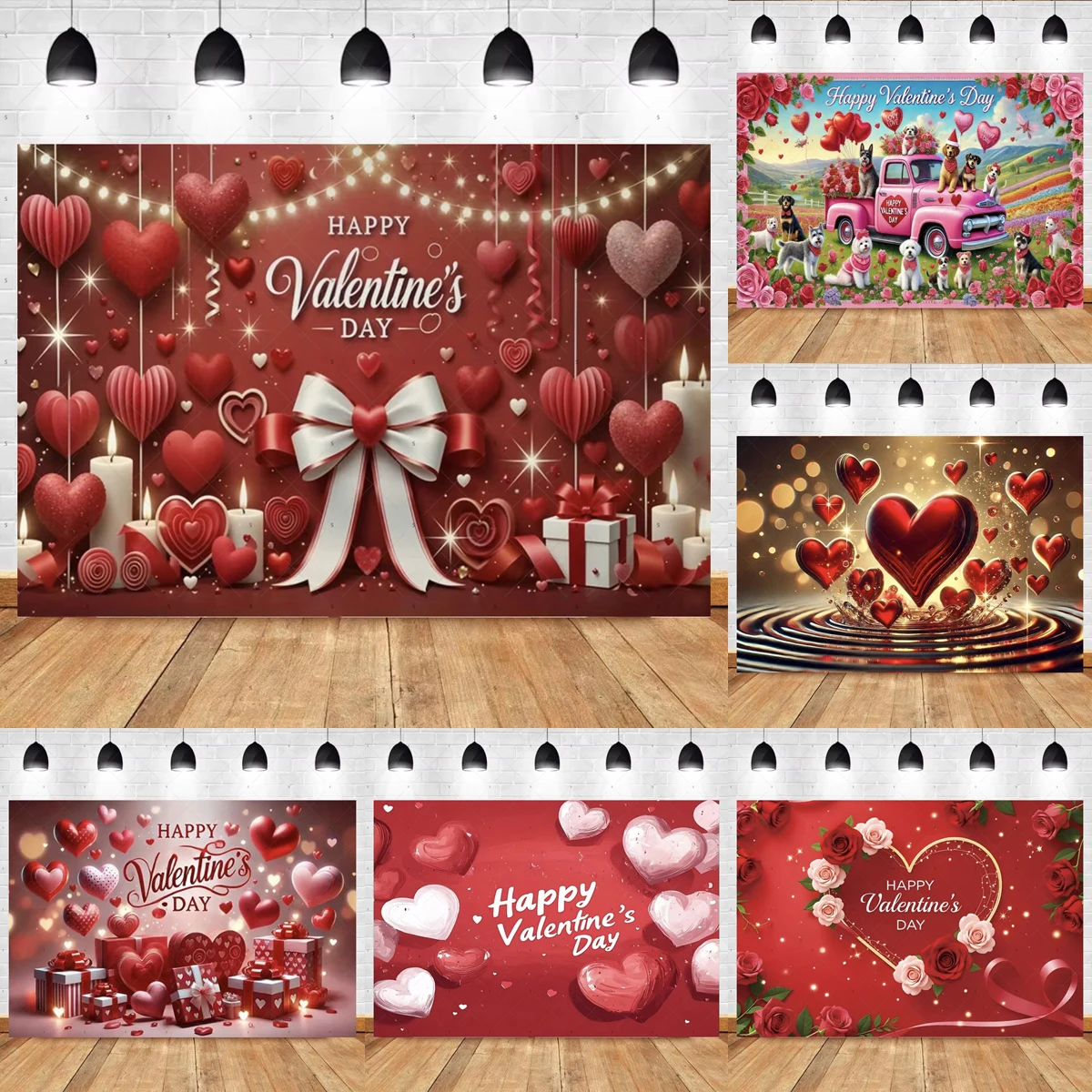 

Valentine's Day Theme Party Decoration Background Love Bear Confession Balloon Banner Photography Studio Props Festival Backdrop