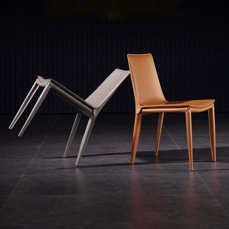 

Modern Luxury Dining Chiar Minimalist Iron with Hard Leather Chairs Home Furniture Simple Chairs for Kitchen Restaurant Hotel