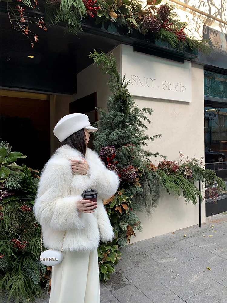 

Eco-friendly Fur Coat Women's Autumn and Winter Fox Fur Coat Toca Fur Coat White Loose Plush Fur Coat