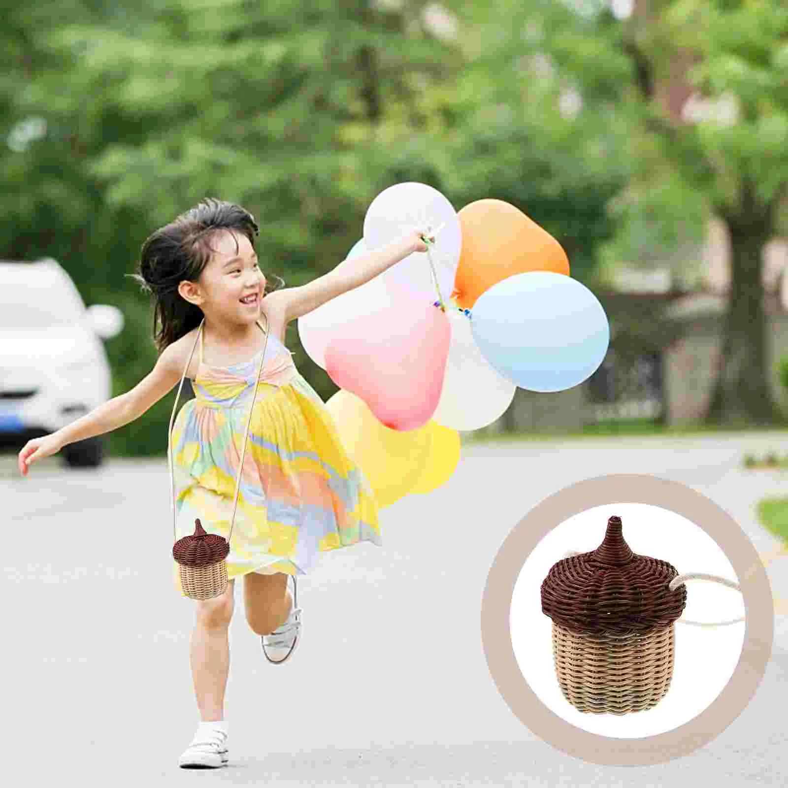 Crossbody Clutch Creative Rattan Satchel Hanging Basket Shoulder Bag Mini Cross Body Mushroom Storage Woven Cotton String Kids