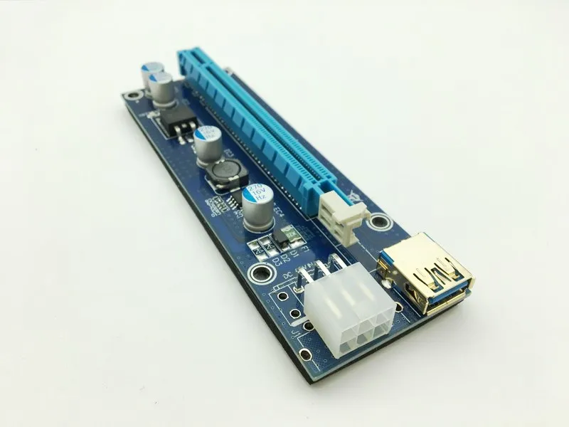 Riser VER009S LED Golden USB 3.0 PCI-E PCIE PCI Express 1x a 16x Riser Card SATA para 6Pin para BTC Bitcoin Miner Antminer Mining