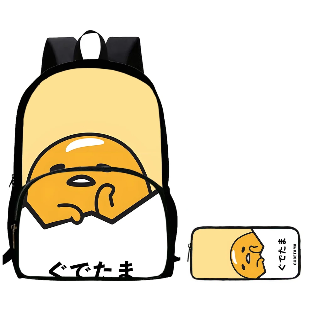 

2Pcs Set School Backpack with Front Pocket,Cartoon Gude-tama School Bags for Girls Boys,Large Child Backpack for Aged 5-10