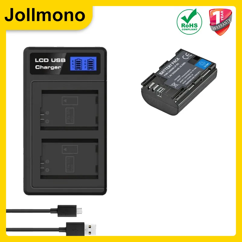 Аккумулятор для Canon EOS R R5 R7 R6 R5C 60Da 60D 70D 80D 90D 5DSR 5Ds 5D 6D 7D Mark II, 2650 мАч