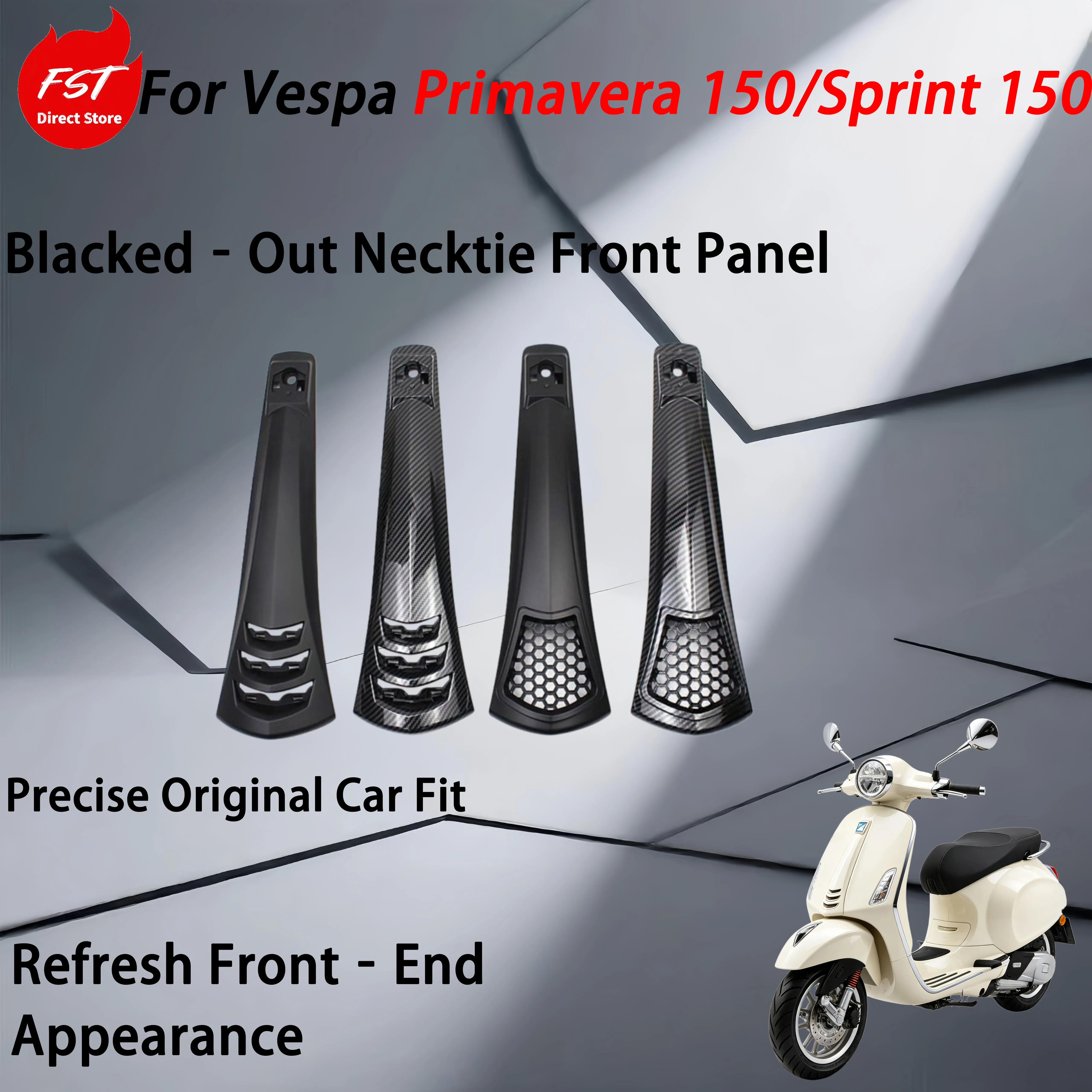 For Vespa Primavera 150/Sprint 150 customization accessories Blacked‑Out Necktie Front Panel Scooter Tie Decorative Cover