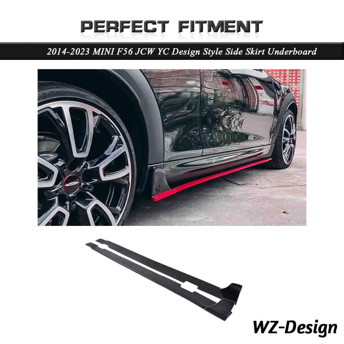 Car-Styling Fiber Glass Carbon Side Skirt Underboard Fit For 2014-2023 MINI F56 JCW YC Design Style Side Skirt Underboard