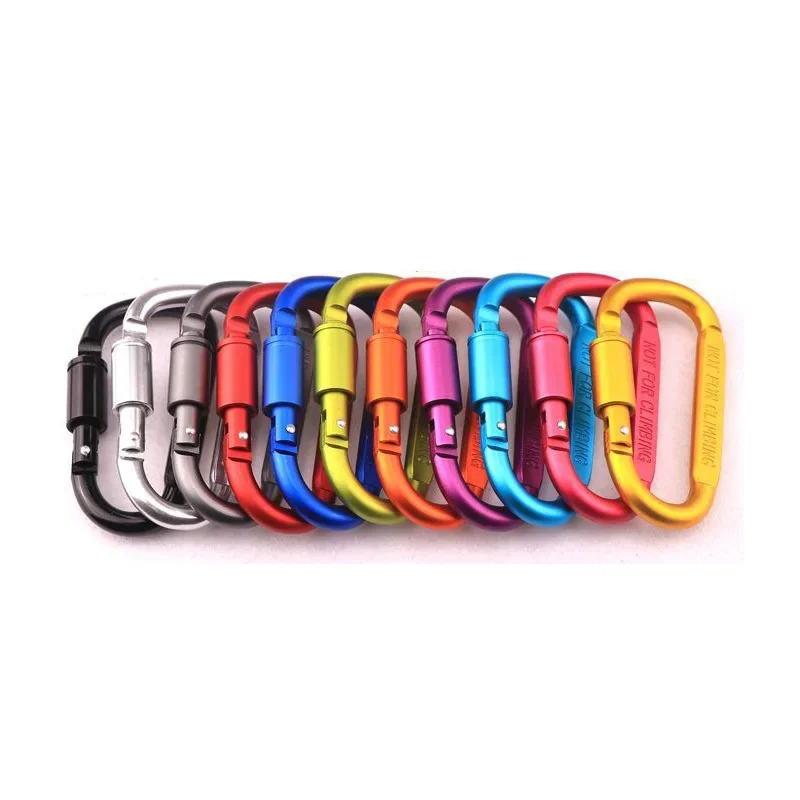 10pcs 8cm Colorful Aluminum Alloy Outdoor Camping Tactical Quick Hanger Buckle D-shaped Carabiner Keychain Clip Snap Hook