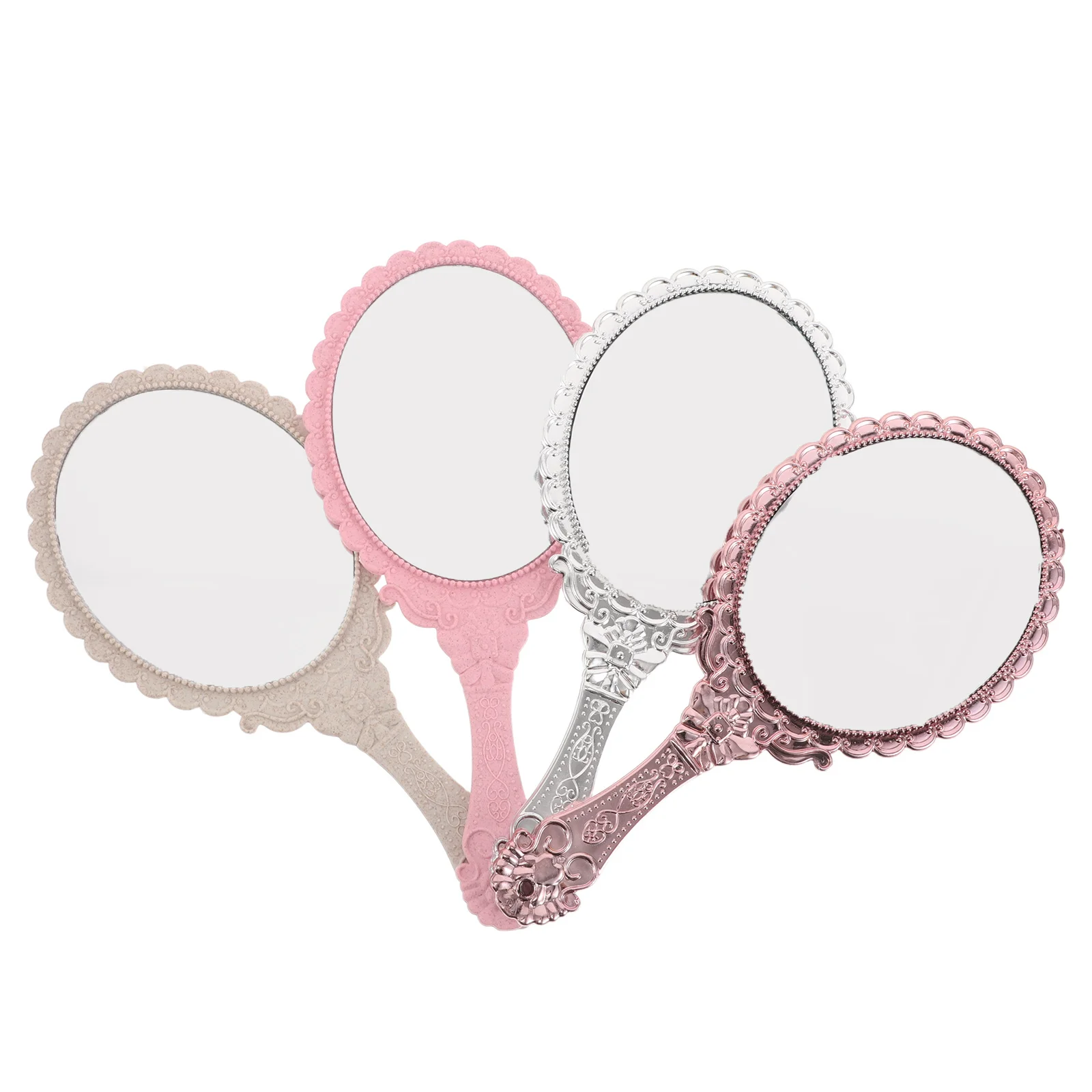 Espejo de mano de 4 Uds., diseño Vintage para aplicación de maquillaje, portátil, ligero, aspecto elegante, encanto Retro, colores versátiles