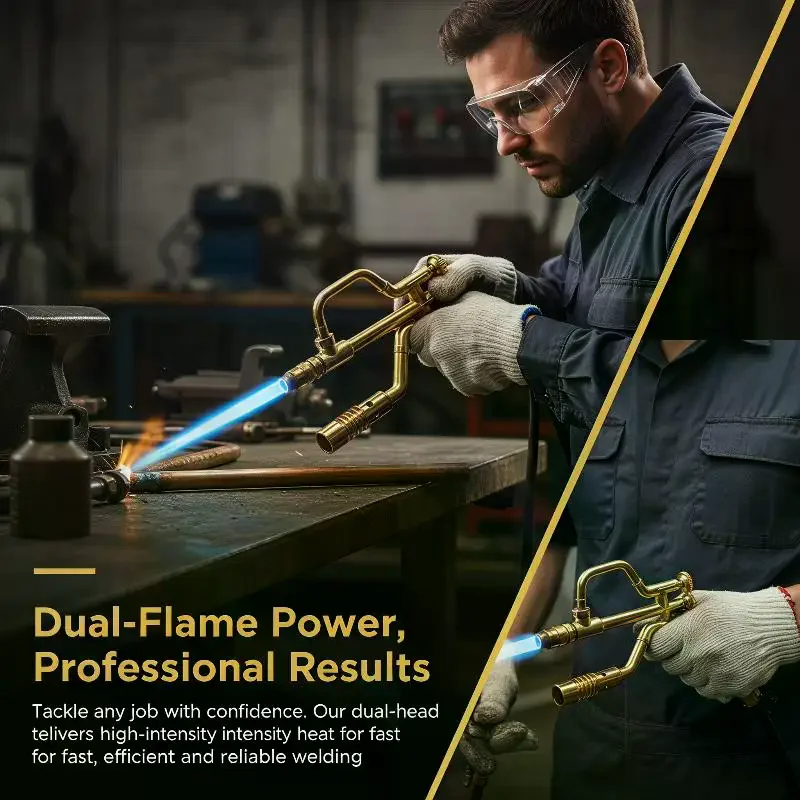

Enhanced Dual-Head Gas Torch for Optimal Flame Control in Brass Welding and Heating Applications