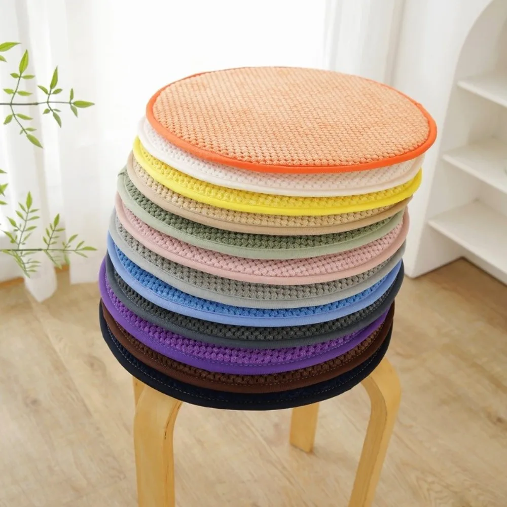 وسادة مقعد مريحة مقاس 25/35 سم غير قابلة للانزلاق بلون سادة وسادة كرسي ناعمة دافئة مستديرة لموسم الشتاء