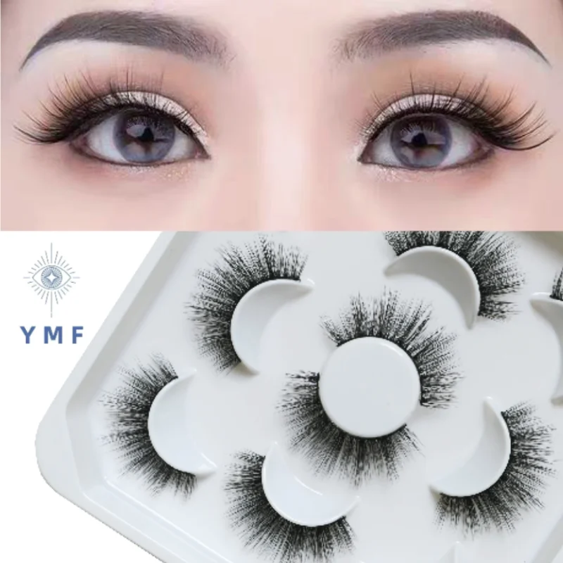 New 5 Pairs  Natural 6D False Eyelashes Fake Lashes Makeup Kit Chemical Fiber Lashes Extension Eyelashes Maquiagem