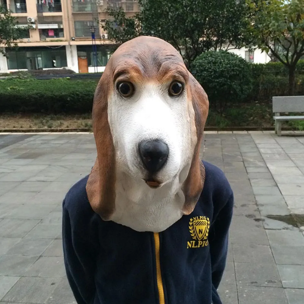 

Animal Cosplay Mask for Halloween Party, Super Real Full Face Mask, Yellow Dog Head Socket, Faithful