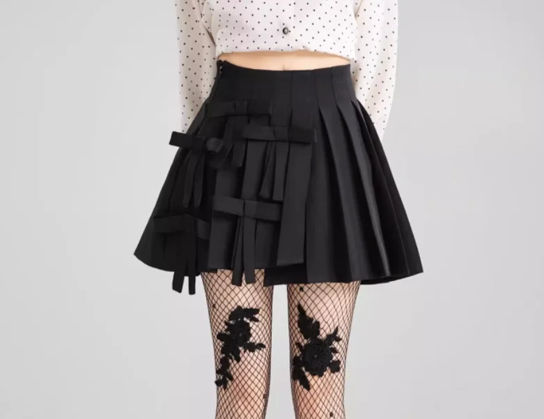 Jupes plissées à nœud tridimensionnel pour filles, douces et Sexy, tempérament, taille haute, ligne a, mode polyvalente, jupe rajeunissante, automne