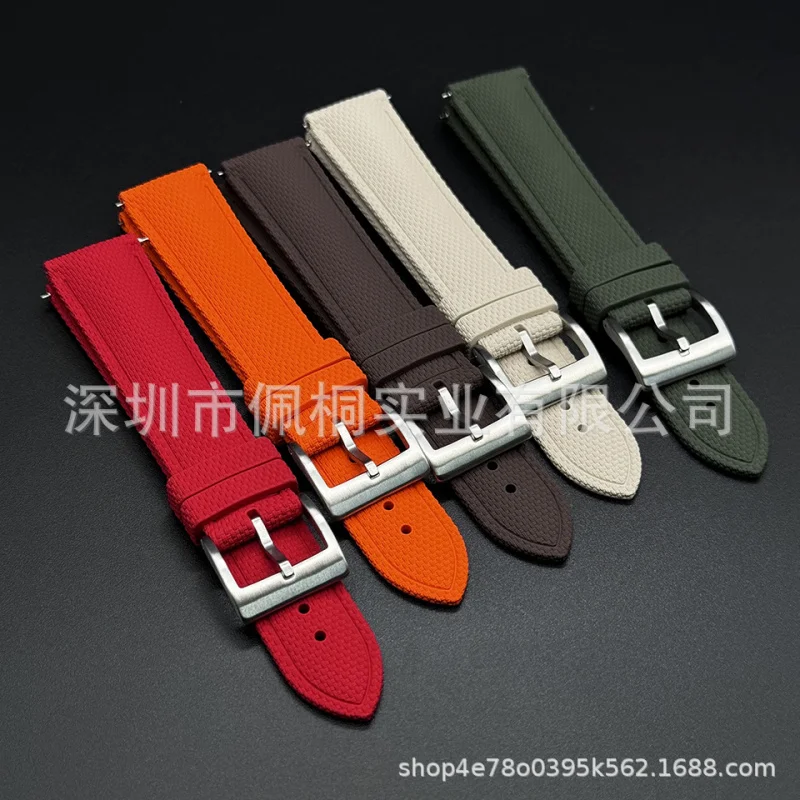 สายนาฬิกา FKM คุณภาพสูง กันน้ำ สำหรับนาฬิกา Seiko Longines Omega IWC Tissot สายนาฬิกาแบบสปอร์ตถักลายริบ ทำจากยางฟลูออโร รุ่นใหม่