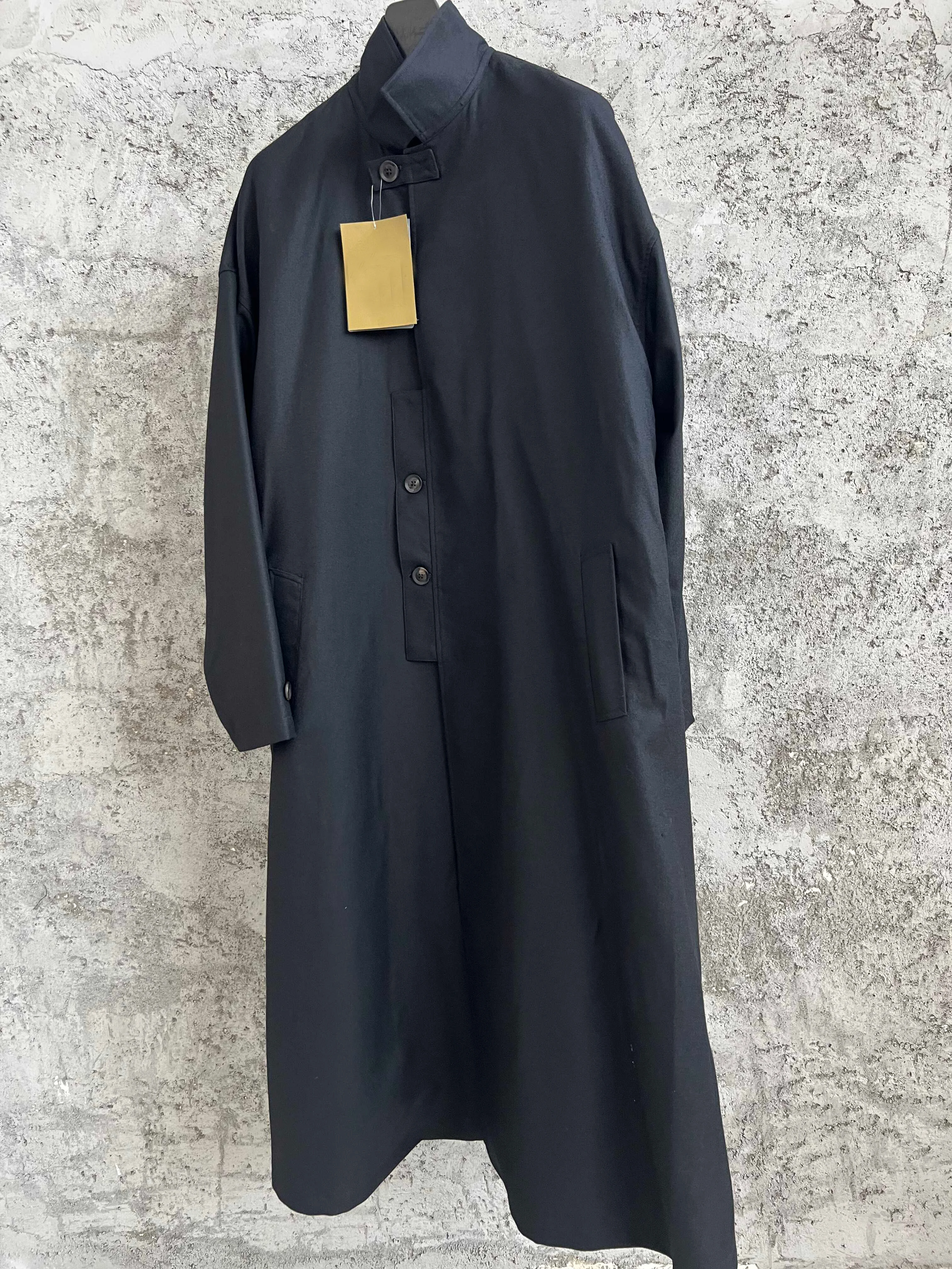 

TOP-YAMAMOTO corset single-breasted coat, three-dimensional cut, small lapel design, woolen overcoat, long trench coat