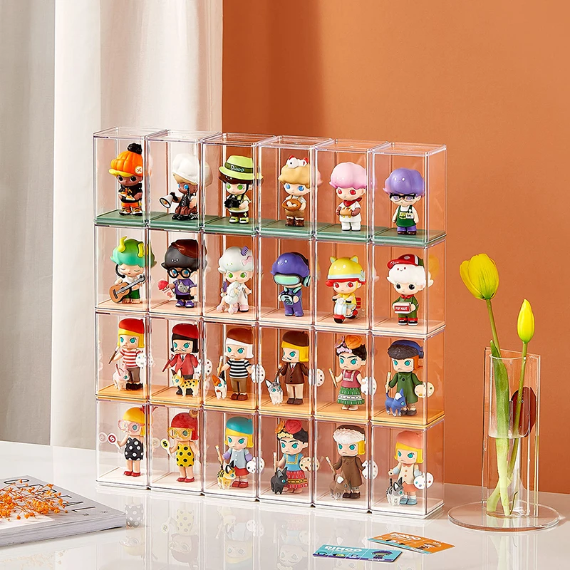 

6pcs Blind box storage display box Dustproof transparent doll storage box Simplicity Toy Garage Kit display rack