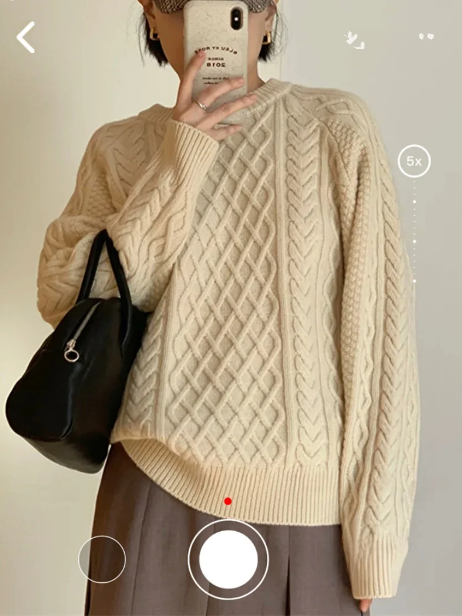 

Художественный свободный крой, мягкий однотонный свитер High Ne, осень-зима, трикотаж ярких цветов с бриллиантами для молодых женщин