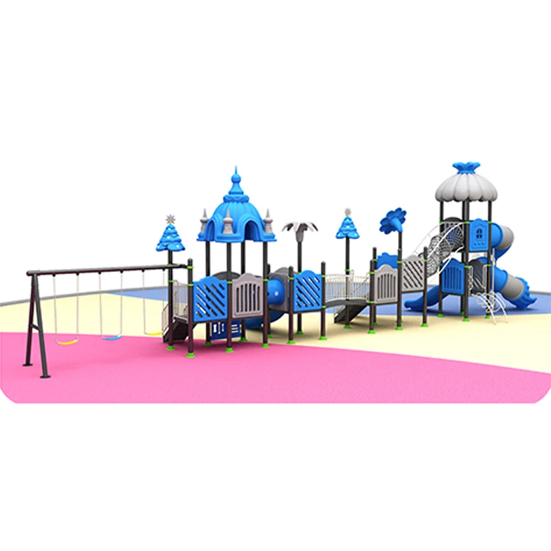 2026New Design Amusement Park Garden Fun Commercial Plastic Slide Outdoor Playground Equipment With Swing
