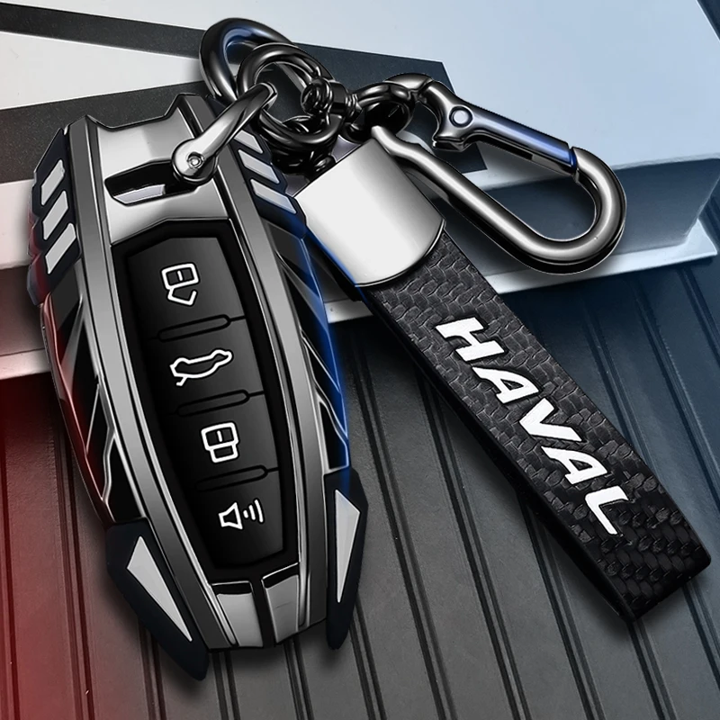 For Haval H6 Gen3,F7,M6 Plus,Dago,H7,H2,Xiaolong Alloy Key Fob Cover with Keyring,Men Luxury Protective Case,Auto Accessories