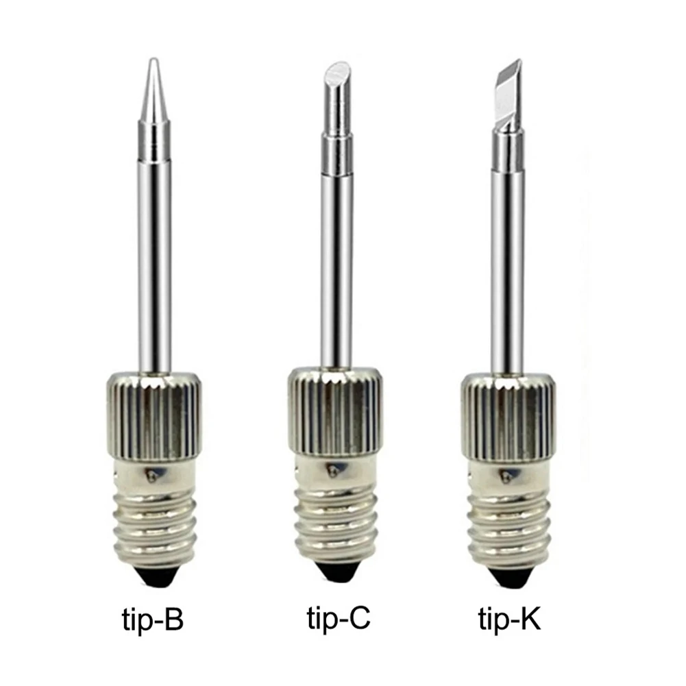 6pc Replacement Soldering Iron Tips E10 Interface Electric Soldering Needle Tip Tip-B, Tip-C, Tip-K Threaded Soldering Tip