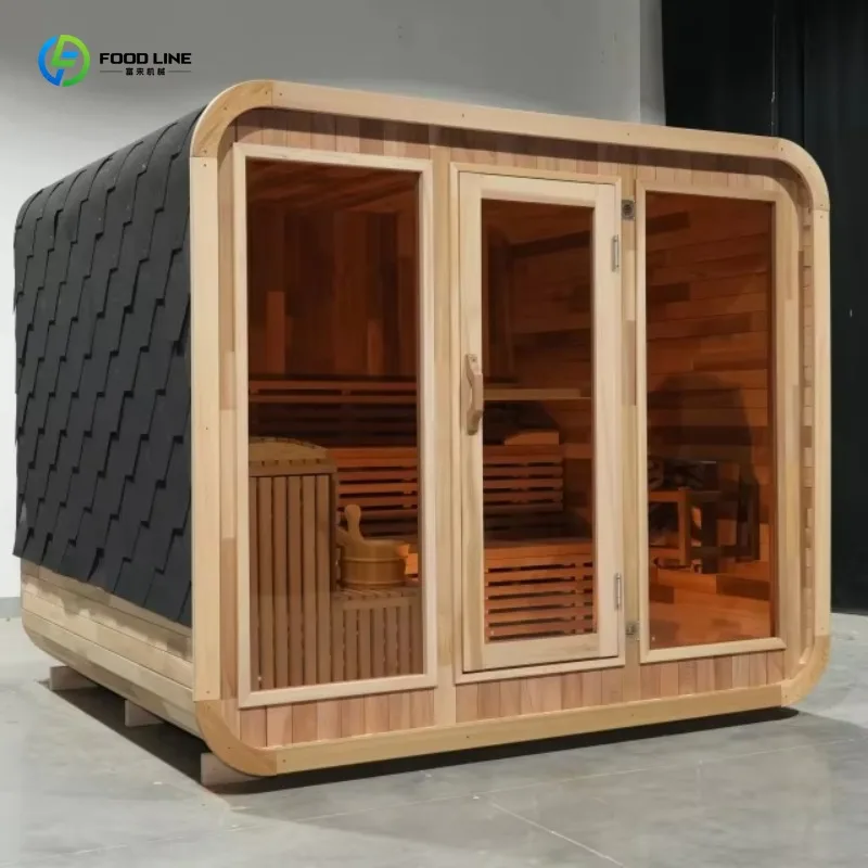 Large Capacity Luxury Finnish Style Outdoor Cube Sauna Wholesale Supply Traditional Outdoor Steam Sauna Cabin