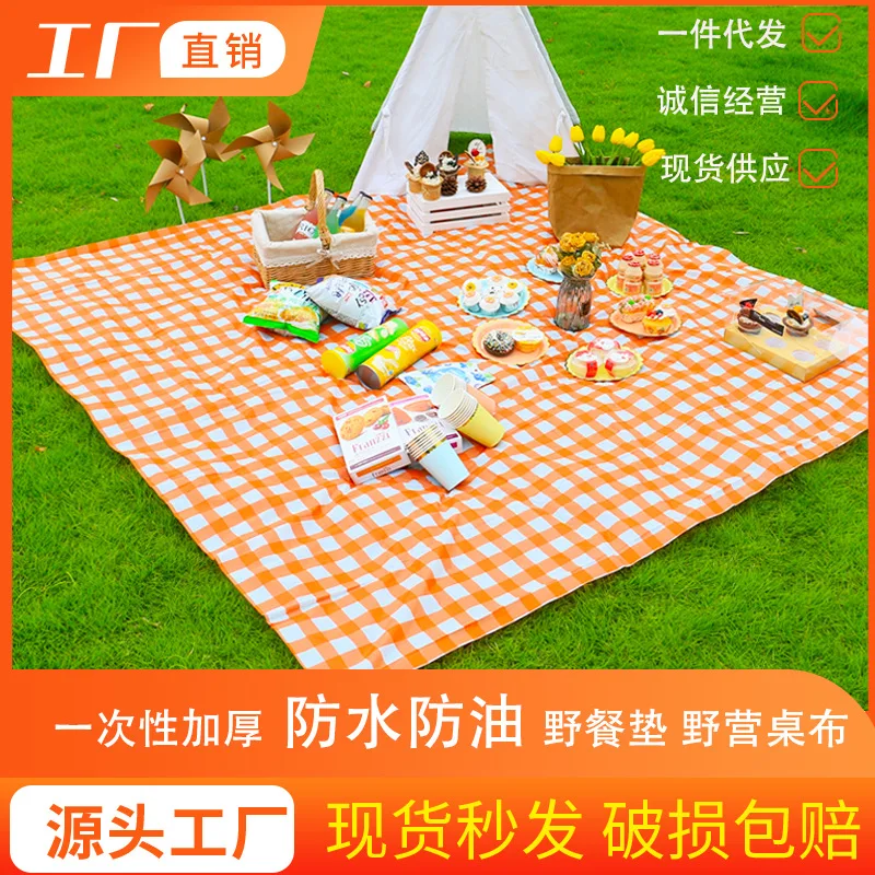 Internet Celebrity Disposable Tablecloth Thickened Outdoor Picnic Mat Spring Outing Camping Barbecue Plastic Cushion Waterproof