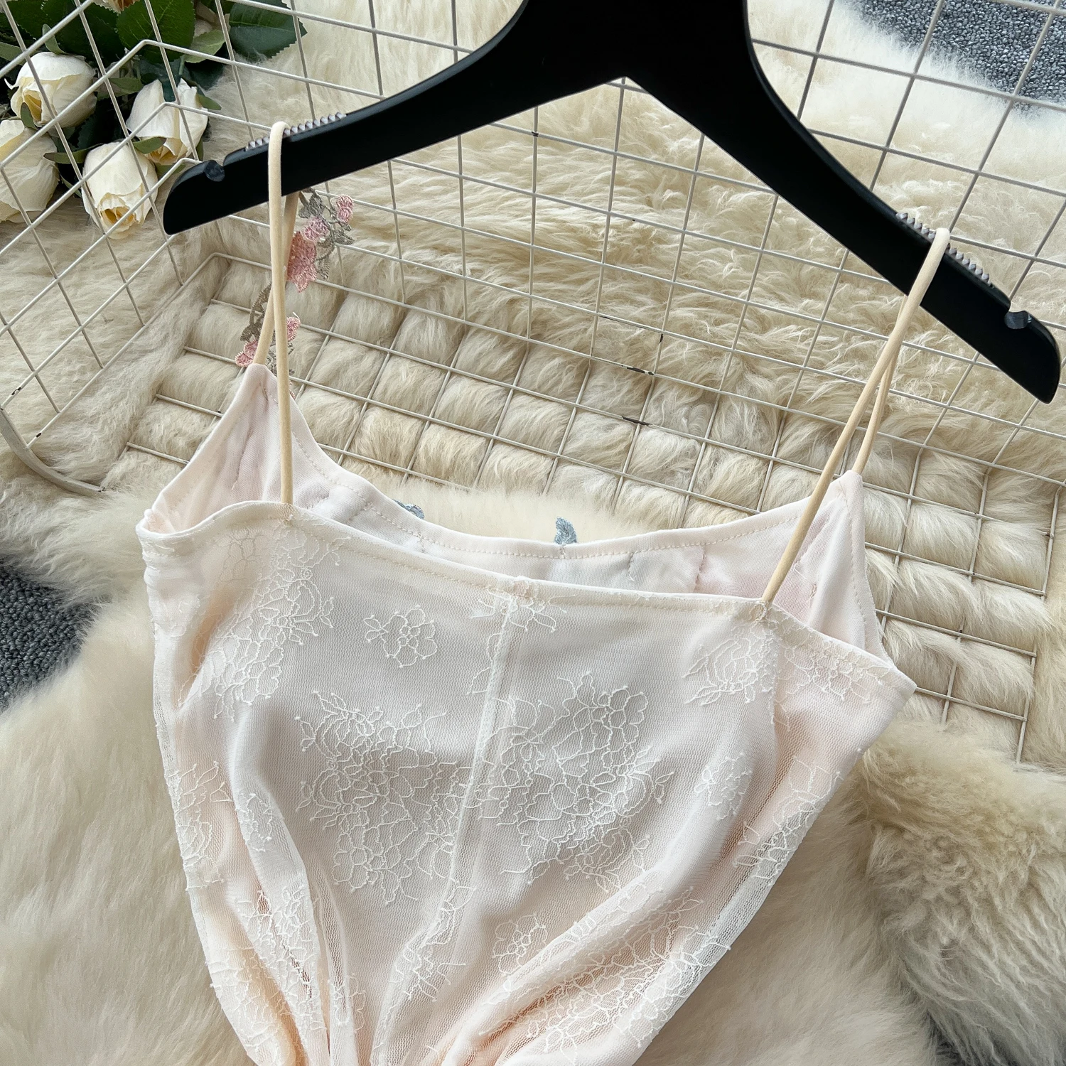 Sexy Embroidered lace Vintage korean fashion Evening A-line dress Beach dresses women clothing