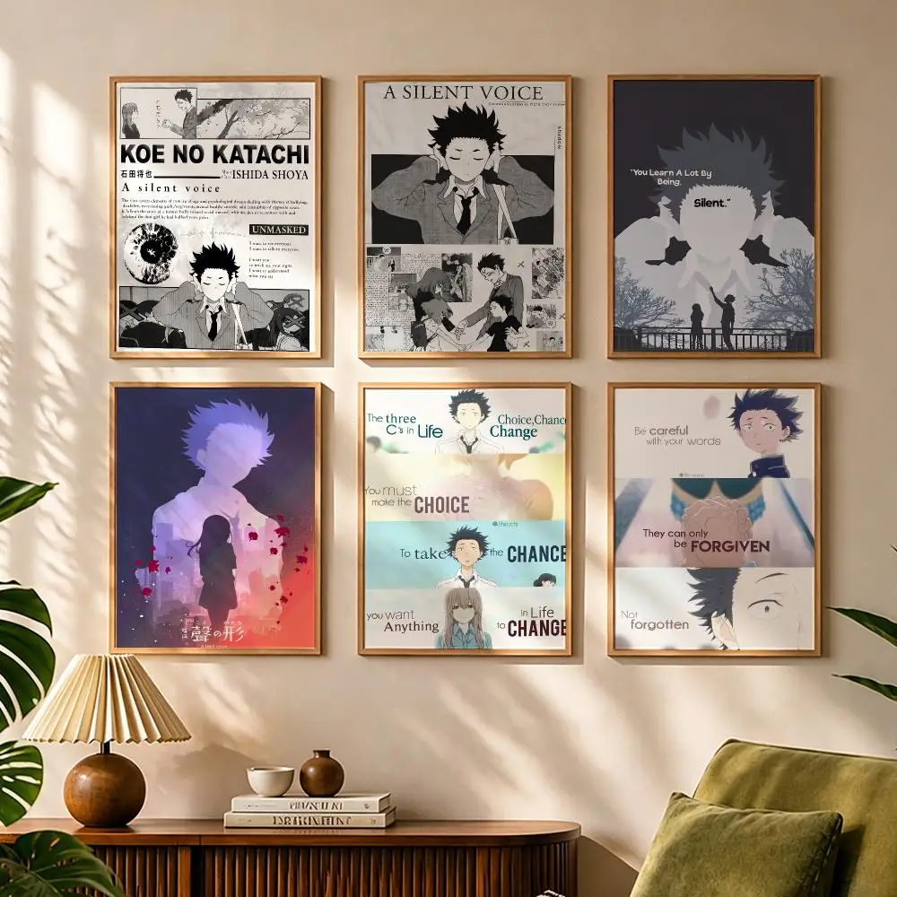 Anime A-A Silent Voice Painting Calligraphy Canvas HD Poster Waterproof Fade Resistant Wall Art Print for Home Decor