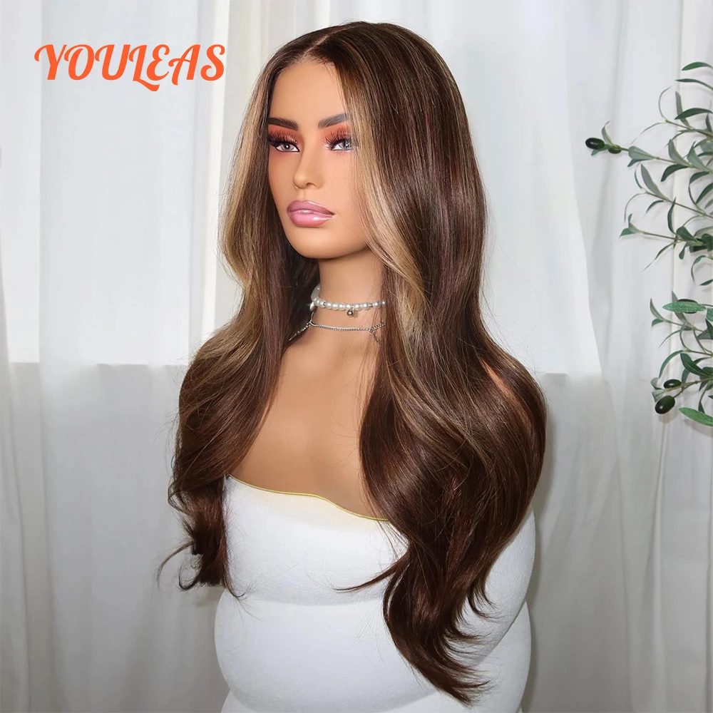 

Ombre 4/27 Brown Color Body Wave Human Hair Wig 13x4 Lace Frontal Glueless Wig Human Hair Highlight Wigs Ready To Wear