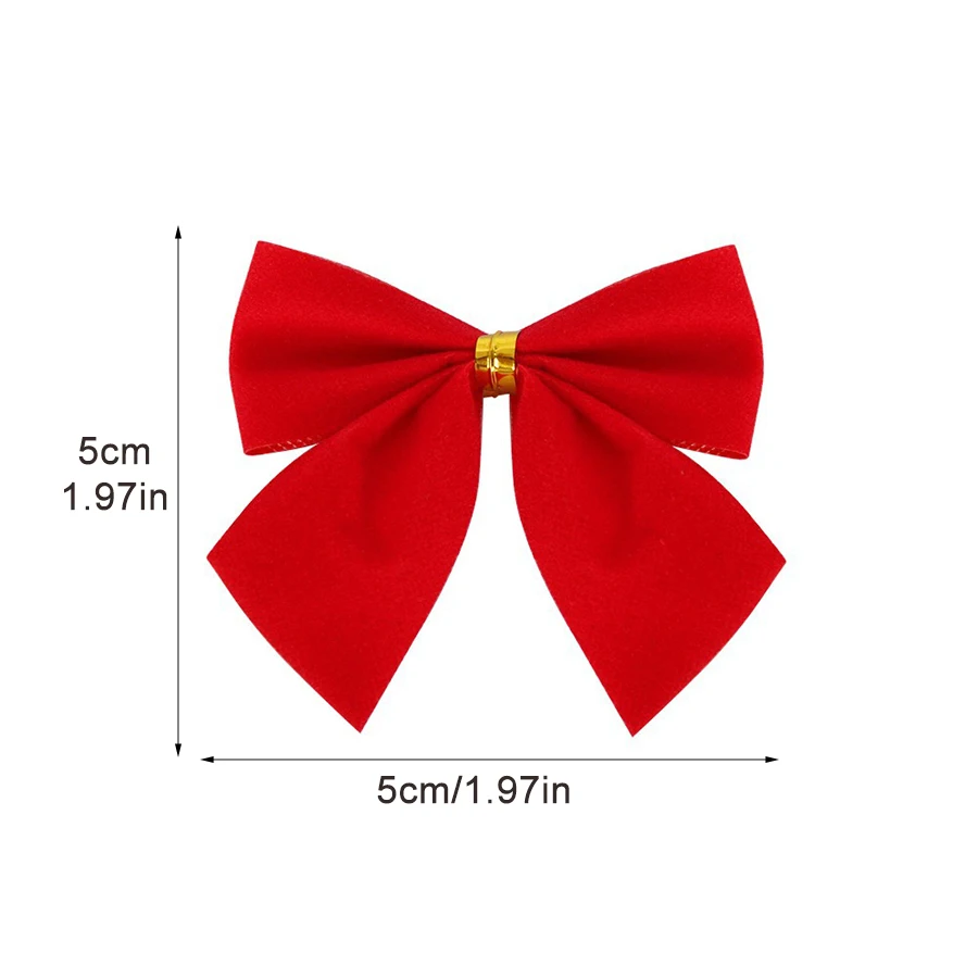 1 bag 12pcs Red Bows Christmas Celebration Home Decoration Packaging Gift Bag Sealing Decoration view 3