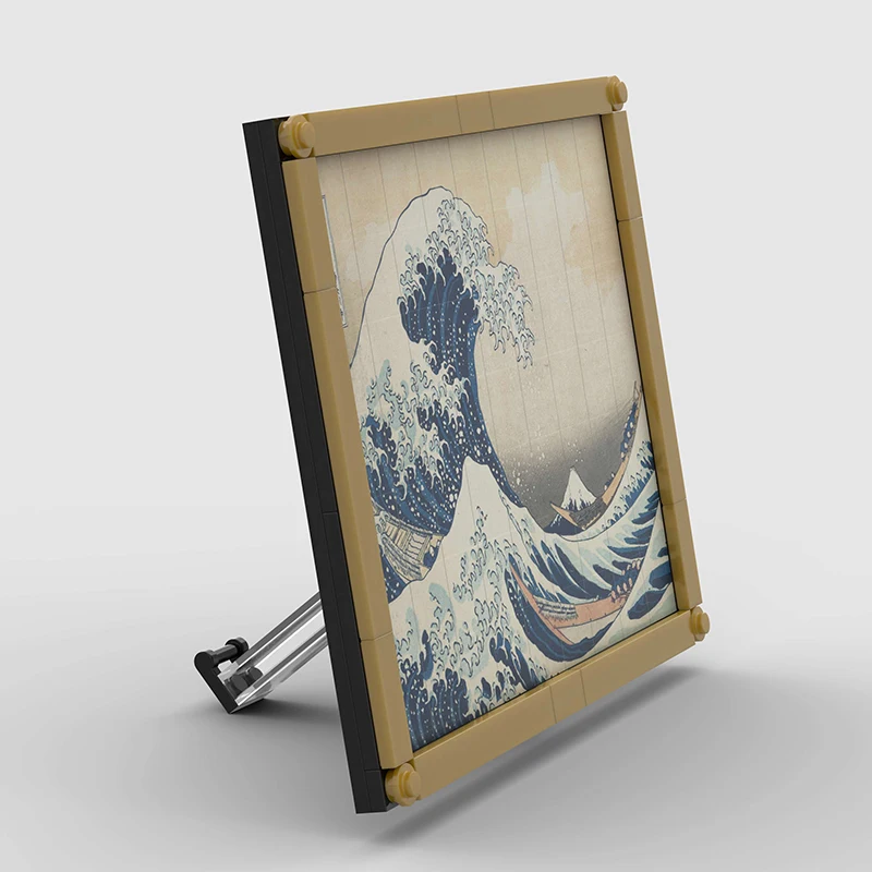 "Kanagawa Wave" est un puzzle DIY composé de blocs de construction. Il convient à l'emploi comme décoration sur le bureau ou au bureau.