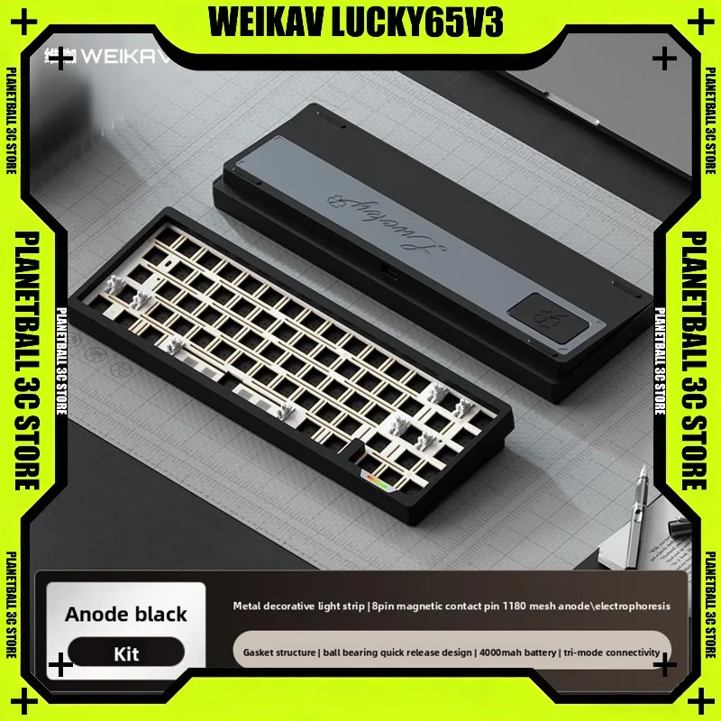WEIKAV Lucky65 V3 Aluminum Mechanical Keyboard CNC Metal Body Gasket Mount Tri-mode Wireless RGB Hot-swap Gaming Keyboard