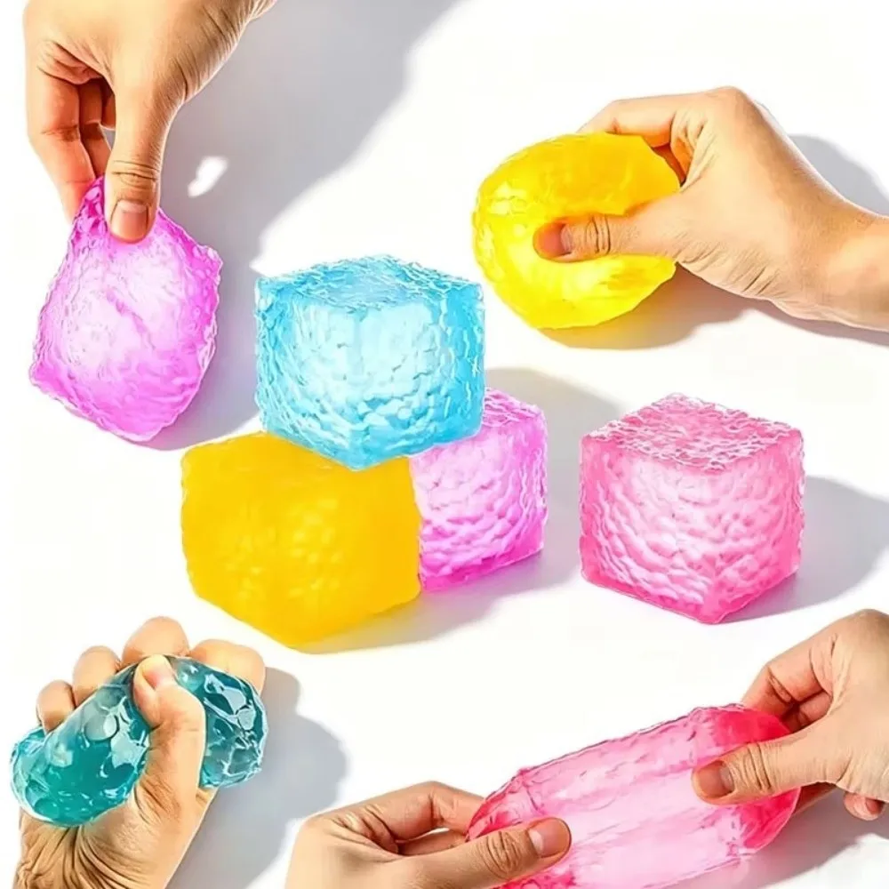 Ice Skin Cubic Squishy Shiny Finish Soft Cube Slow Rebound Maltose Texture Square Shape Reduce Pressure Festival Gifts