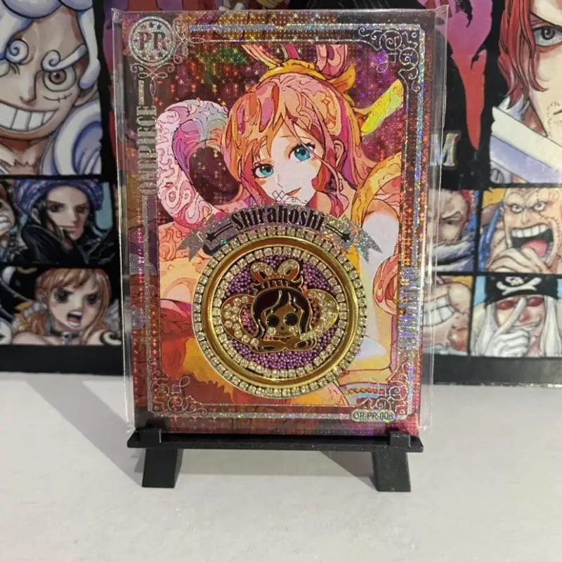 Anime ONE PIECE Rare PR Rhinestone Inlay Card Luffy Hancock Zoro Perona Toys for boys Collectible Cards Christmas Birthday Gift