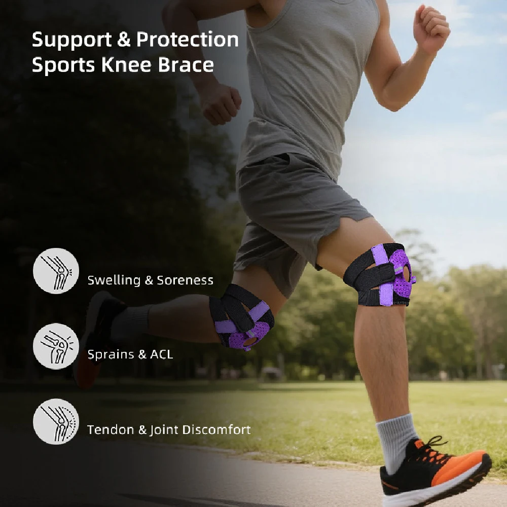 1PCS Patella Knee Brace for Arthritis Pain and Support with Side Stabilizers for Meniscus Tear, Women, Men,Running, Tendonitis