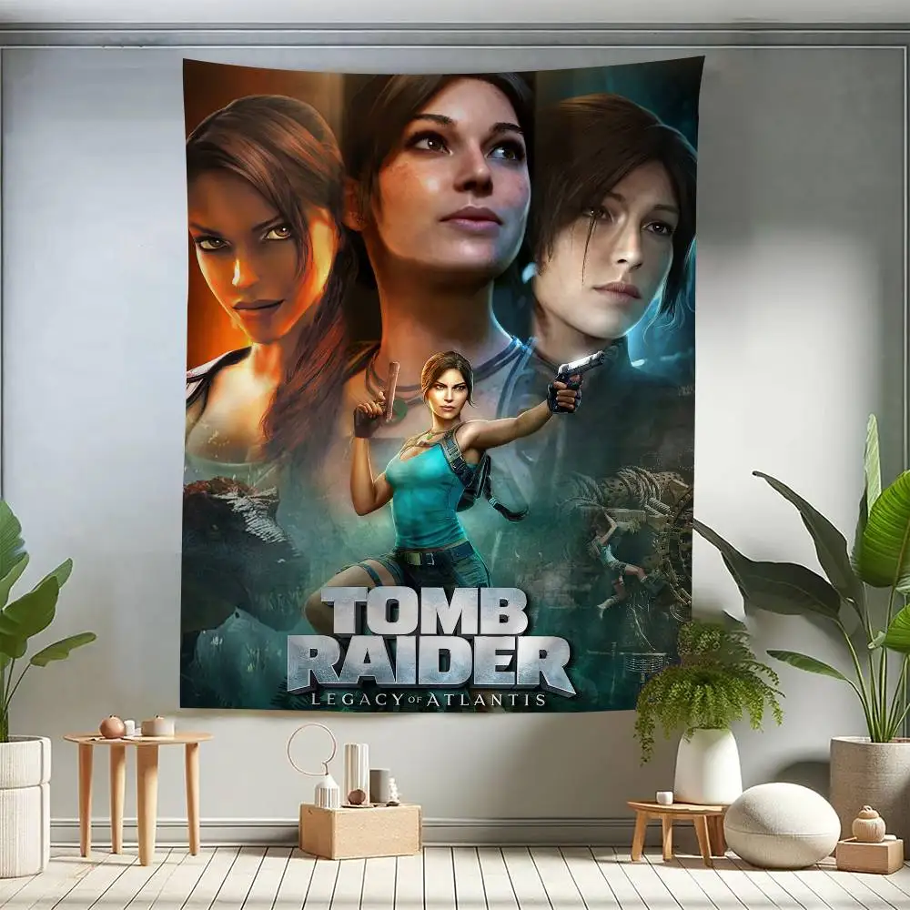 Hot Vedio Game T-Tomb R-Raider Colorful Tapestry Wall Hanging Bohemian Wall Tapestries Mandala Wall Hanging Sheets